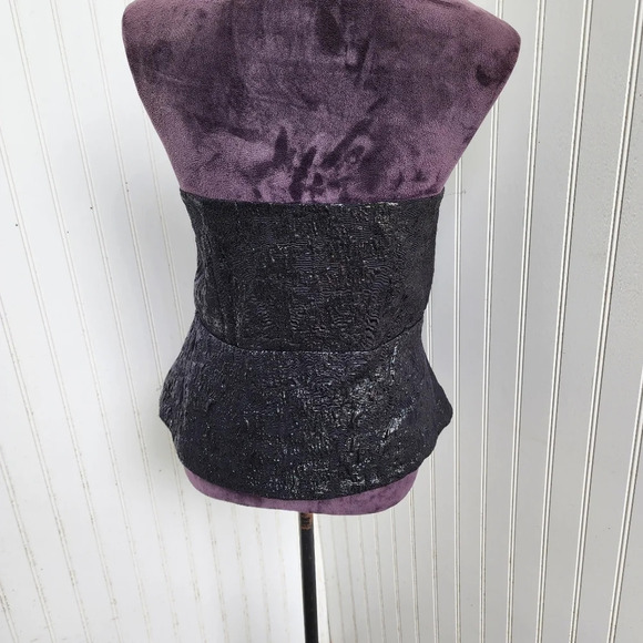 H&M Womens Whimsigoth Metallic Bandeau Peplum Tube Top Corset Size L Black - Picture 6 of 11